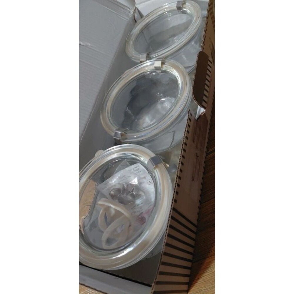 Homestead Kitchen Glass Jars Set 3Pk Reusable Storage Jars with Lids 9.4oz each